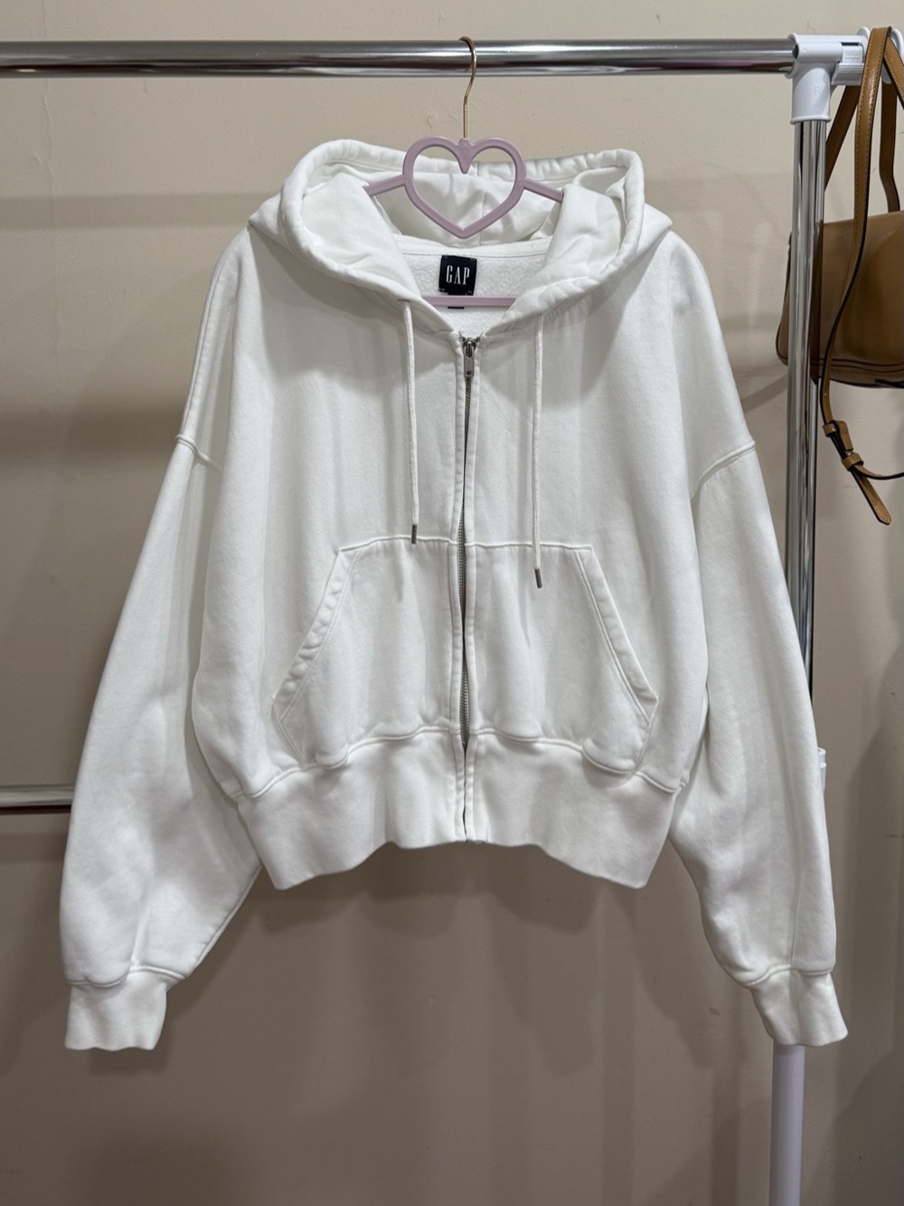 GAP White Oversized Full Zip Hoodie Sweatshirt Size M